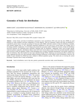 Genomics of Body Fat Distribution