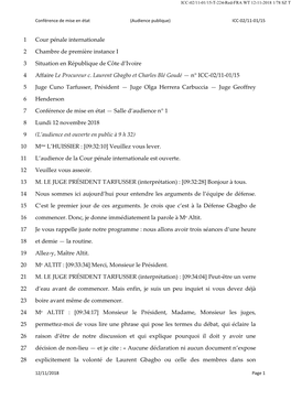 Cour Pénale Internationale 1 Chambre De Première Instance I 2 Situation En République De Côte D'ivoire 3 Affaire Le Procur