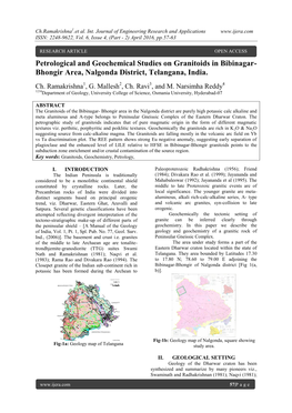 Petrological and Geochemical Studies on Granitoids in Bibinagar- Bhongir Area, Nalgonda District, Telangana, India