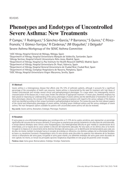 Phenotypes and Endotypes of Uncontrolled Severe Asthma