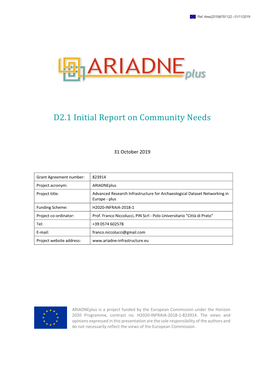 D2.1 Initial Report on Community Needs