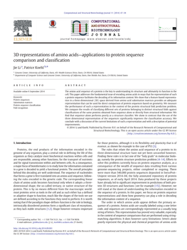 3D Representations of Amino Acids—Applications to Protein Sequence Comparison and Classiﬁcation