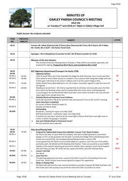 Minutes of Oakley Parish Council's Meeting