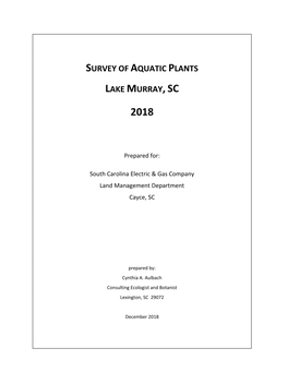 Survey of Aquatic Plants Lake Murray, Sc 2018