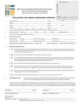 MINOR SUBDIVISION APPROVAL Total Fee & Calculation