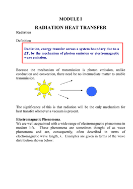 RADIATION HEAT TRANSFER Radiation