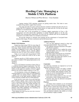 Herding Cats: Managing a Mobile UNIX Platform Maarten Thibaut and Wout Mertens – Cisco Systems