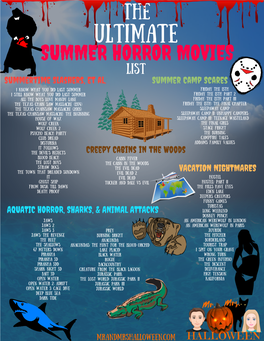 THE ULTIMATE SUMMER HORROR MOVIES LIST Summertime Slashers, Et Al