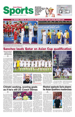 Sanchez Lauds Qatar on Asian Cup Qualification Oman’S Ivankovic Confident of His Team Advancing AFC Doha