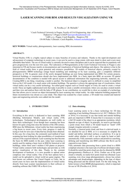 Laser Scanning for Bim and Results Visualization Using Vr