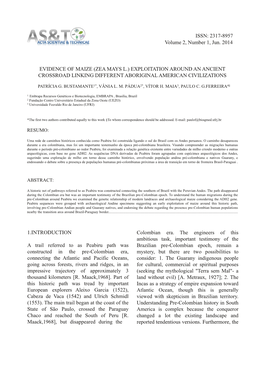 Evidence of Maize (Zea Mays L.) Exploitation Around an Ancient Crossroad Linking Different Aboriginal American Civilizations