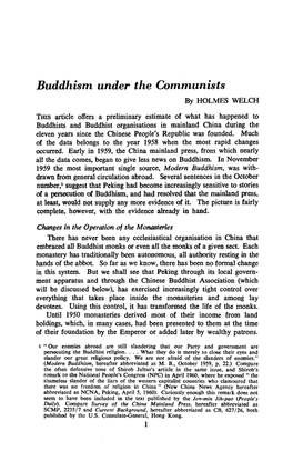 Buddhism Under the Communists by HOLMES WELCH