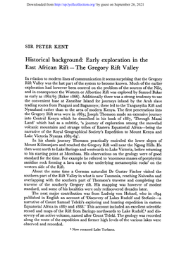 Historical Background: Early Exploration in the East African Rift--The Gregory Rift Valley