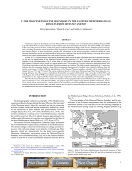 2. the Miocene/Pliocene Boundary in the Eastern Mediterranean: Results from Sites 967 and 9691