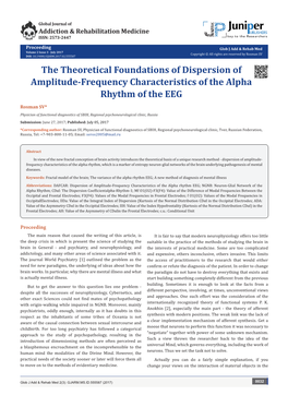 The Theoretical Foundations of Dispersion of Amplitude-Frequency Characteristics of the Alpha Rhythm of the EEG