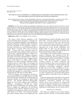 Monarch (Danaus Plexzppus L. Nymphalidae) Migration, Nectar Resources and Fire Regimes in the Ouachita Mountains of Arkansas