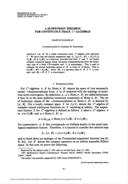 A Suspension Theorem for Continuous Trace C*-Algebras