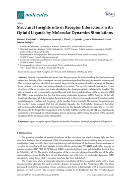 Structural Insights Into Σ1 Receptor Interactions with Opioid Ligands by Molecular Dynamics Simulations