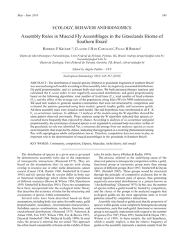Assembly Rules in Muscid Fly Assemblages in the Grasslands Biome of Southern Brazil