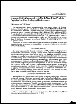 Integrated Milk Co-Operatives in North-West Uttar Pradesh: Organisation, Functioning and Performance