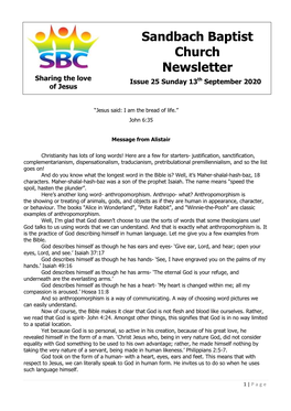 Sandbach Baptist Church Newsletter