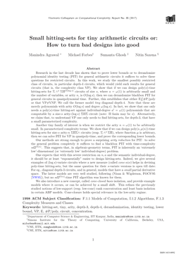 Small Hitting-Sets for Tiny Arithmetic Circuits Or: How to Turn Bad Designs Into Good