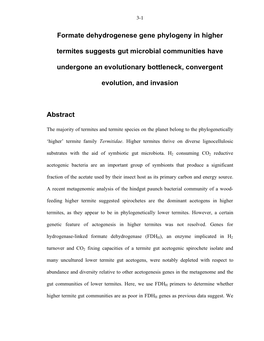 Formate Dehydrogenese Gene Phylogeny in Higher Termites