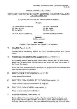 (Public Pack)Minutes Document for Overview & Scrutiny Committee