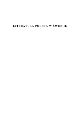 Literatura Polska W Ĝwiecie S Zkoà a J Ĉ Zyka I K Ultury P Olskiej
