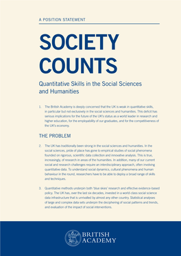 Quantitative Skills in the Social Sciences and Humanities