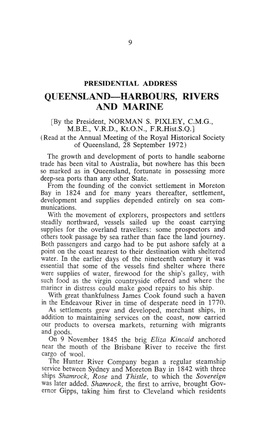 QUEENSLAND—HARBOURS, RIVERS and MARINE [By the President, NORMAN S