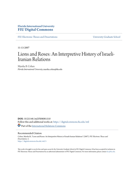Lions and Roses: an Interpretive History of Israeli-Iranian Relations" (2007)