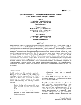 Enabling Future Constellation Missions Using Micro-Satellites for Space Weather