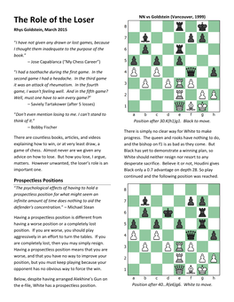 The Role of the Loser NN Vs Goldstein (Vancouver, 1999) Rhys Goldstein, March 2015