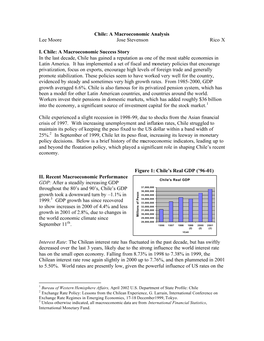 Chile: a Macroeconomic Analysis Lee Moore Jose Stevenson Rico X