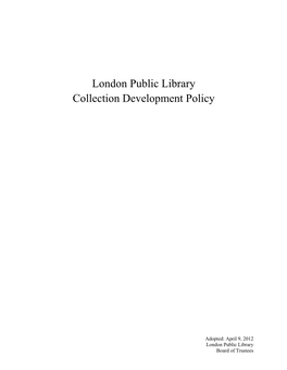 London Public Library Collection Development Policy