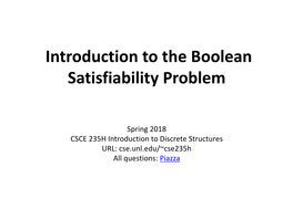 Introduction to the Boolean Satisfiability Problem
