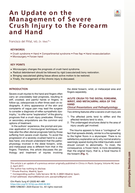 An Update on the Management of Severe Crush Injury to the Forearm and Hand