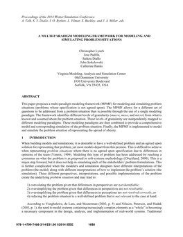 A Multi-Paradigm Modeling Framework for Modeling and Simulating Problem Situations