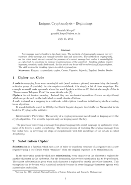 Enigma Cryptanalysis - Beginnings