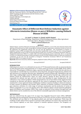 Enzymatic Effect of Different Alternaria Tenuissima Tic Effect of Different