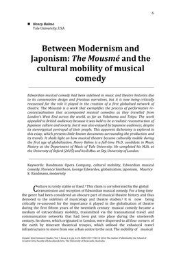 The Mousmé and the Cultural Mobility of Musical Comedy