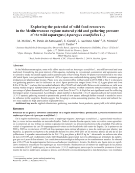 Exploring the Potential of Wild Food Resources in the Mediterranean Region: Natural Yield and Gathering Pressure of the Wild Asparagus (Asparagus Acutifolius L.) M