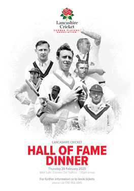 Booking Form: Hall of Fame Dinner