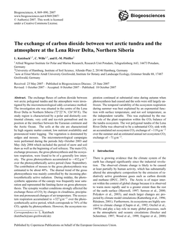 The Exchange of Carbon Dioxide Between Wet Arctic Tundra and the Atmosphere at the Lena River Delta, Northern Siberia