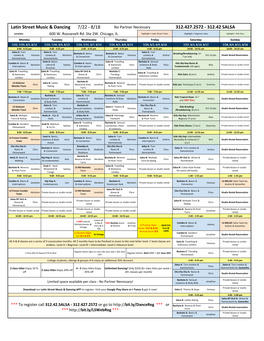 190722 Class Schedule