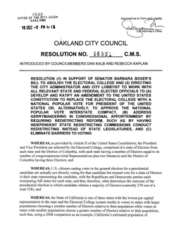 Oakland City Council Resolution No. 86 5 £1 C.M.S