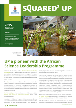 UP a Pioneer with the African Science Leadership Programme
