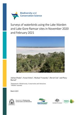 Surveys of Waterbirds Using the Lake Warden and Lake Gore Ramsar Sites in November 2020 and February 2021