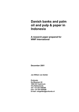 Danish Banks and Palm Oil and Pulp & Paper in Indonesia